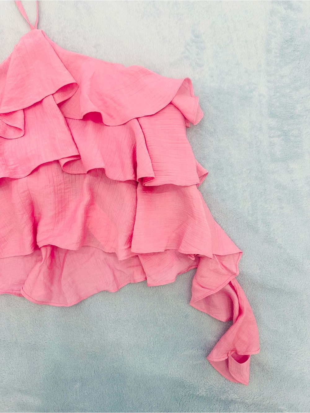 Pink Ruffle Halter Crop Top - Picture 4 of 5